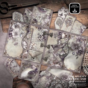 Regency Rustic Ash Folio Kit: Vintage Junk Journal (Digital Download, A4/US Letter Size)