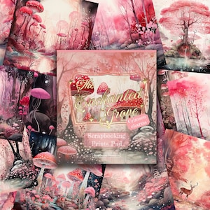 The Enchanted Grove - Crimson Charms. Decorative Paper for scrapbooking, card making, arts and crafts