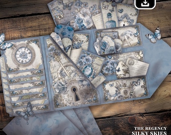Regency Junk Journal Mini Folio Kit: Printable DIY (Digital Download, A4/US Letter Size)