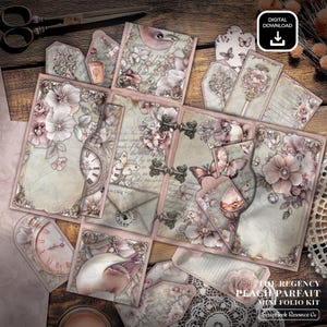 Regency Peach Junk Journal Folio Kit: Printable DIY Ephemera (PDF Download A4/US Letter Size)