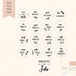 Mijlpaalkaarten voor baby's SVG | Laserbestand XCS, Plottersjabloon PDF | Digitale download van mijlpaalkaarten voor baby's in het eerste jaar afbeelding 2