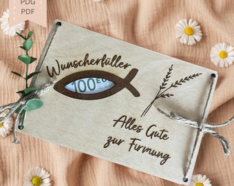 Lasercut-bestand SVG / snijbestand / bevestiging / communie / geldkaart