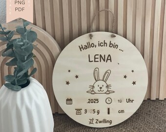 Geboorteteken voor baby – bestand voor lasersnijden (13 ontwerpen + alfabet, cijfers, sterrenbeelden)