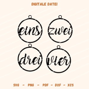 Lasercut Datei SVG / Schneidedatei / Adventskranz Zahlen Wort
