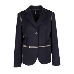 Vintage DKNY Jacket with Faux Leather Trimmings ,2000s Retro Chic Coat