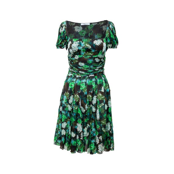 green emerald velvet dress Blumarine Green Chiff Plisse Maxi Dress