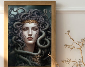 Digital Product Greek Mythology Medusa / Mythological Canvas Printable Wall Art for Bedroom & Living Room