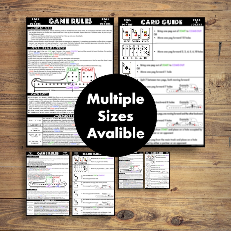 Pegs and Jokers Official Game Rules and Instructions Manual Easy to