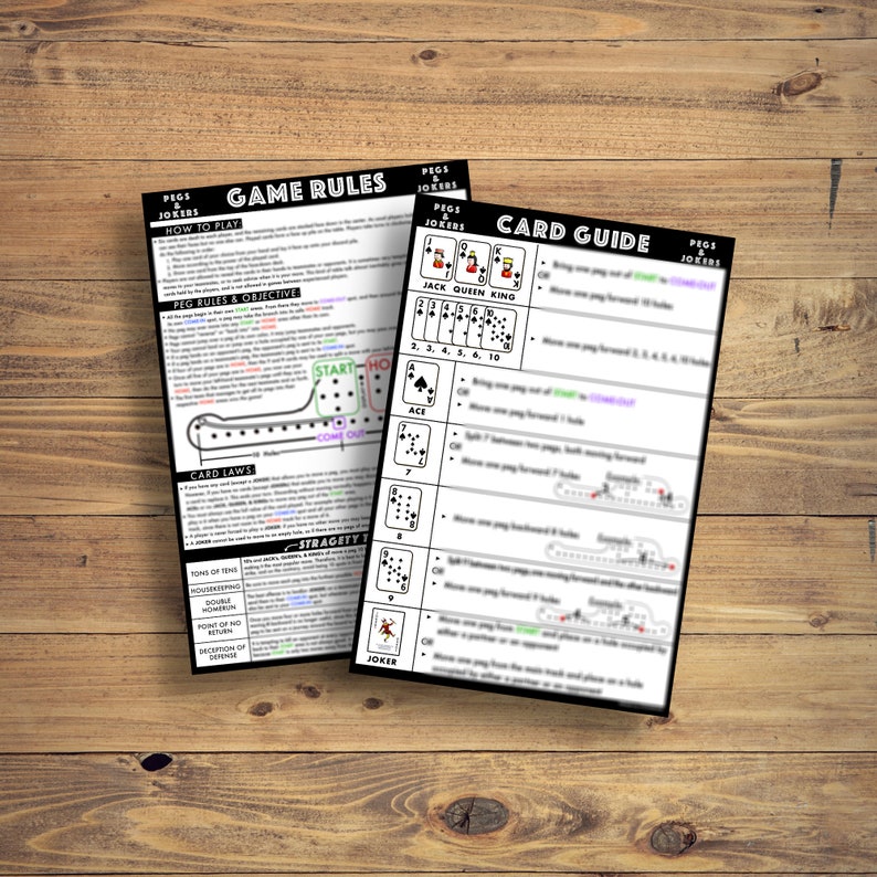 Pegs and Jokers Official Game Rules and Instructions Manual Easy to
