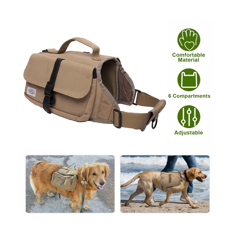 WECAN Dog Pack Hound Dog Saddle Bag Backpack for Travel Camping Hiking