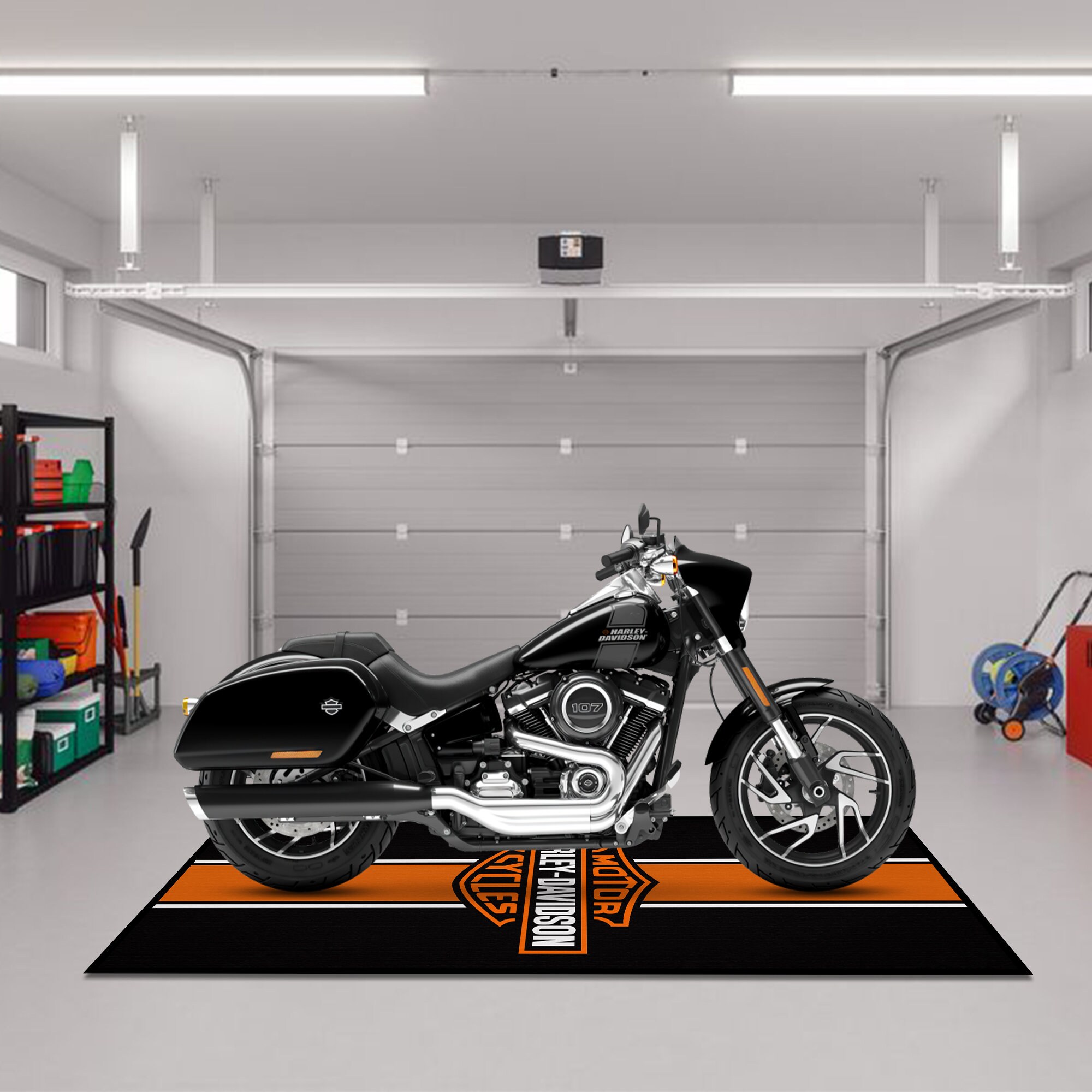 Motorcycle Pit Garage Floor Mat Carpet Team Harley Davidson 78 X 31 Etsy