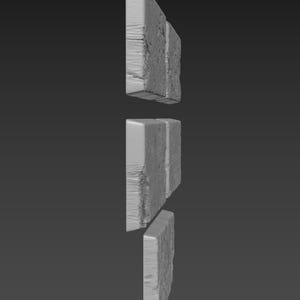 May include: A set of four rectangular, gray, textured, stone tiles. The tiles are arranged vertically, with the top tile slightly offset from the others.