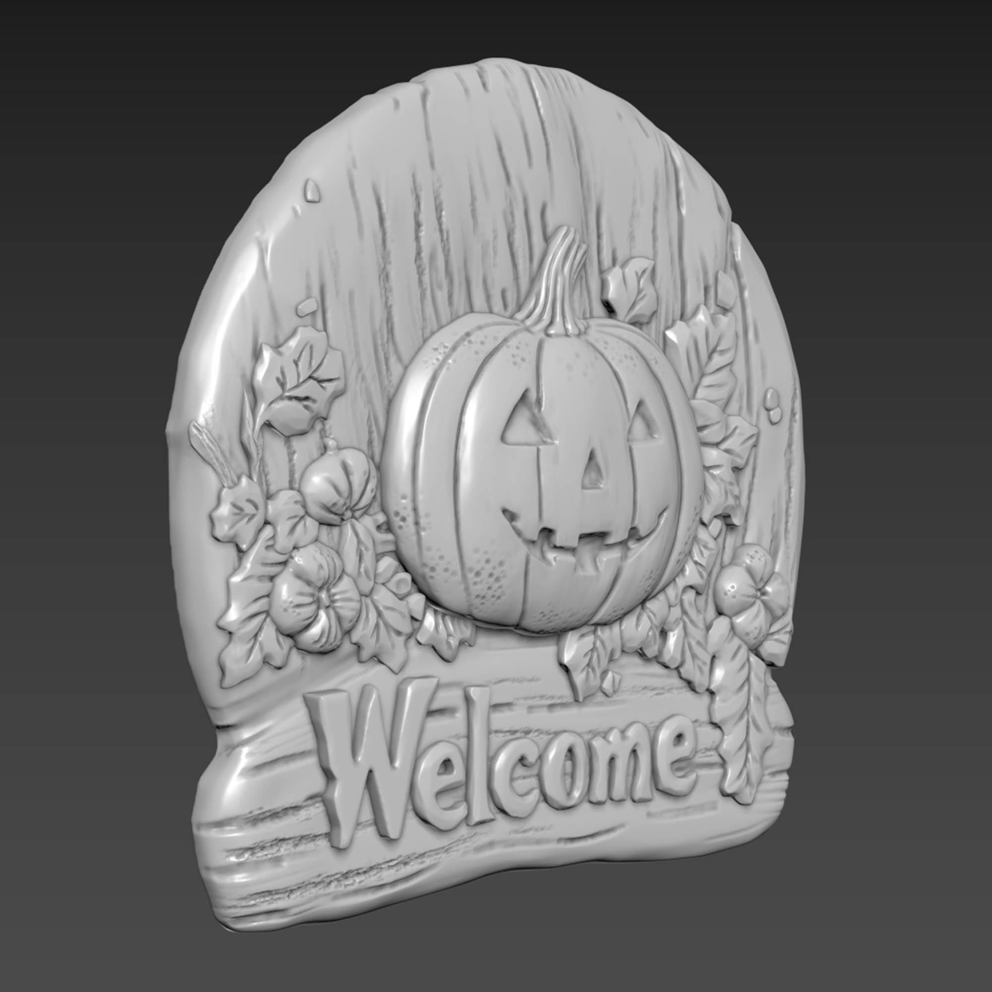 かぼちゃのハロウィンレリーフ。 3Dモデル。 CNC木彫り。目的。標準