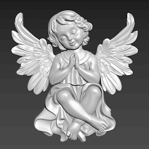 Modelo 3D de ángel. CNC. Bajorrelieve. Tallado.