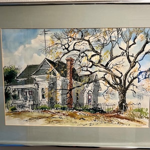 Original Watercolor Painting, Original Art, Signed Watercolor, Framed Art, 27”x21”, House Painting, Vintage Water Color
