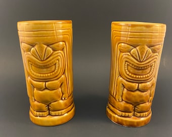Set of 2 Ceramic Tiki Tumblers KC Hawaii