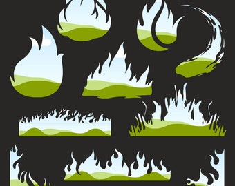 Fire Flame Effect Canva Frames - Drag & Drop Photo - Editable Template Background - Photo Collage Sublimation Design PNG