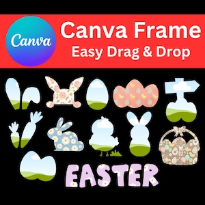 Easter Bunny Canva Frame, Fill your own Peeps, Add Your Own Pattern Bundle, CANVA Frame Template, Editable Templates, Happy Easter Bunny