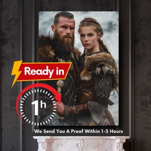 Retrato Viking personalizado para casal - Personalize Imortalize seu amor, presente de aniversário ideal