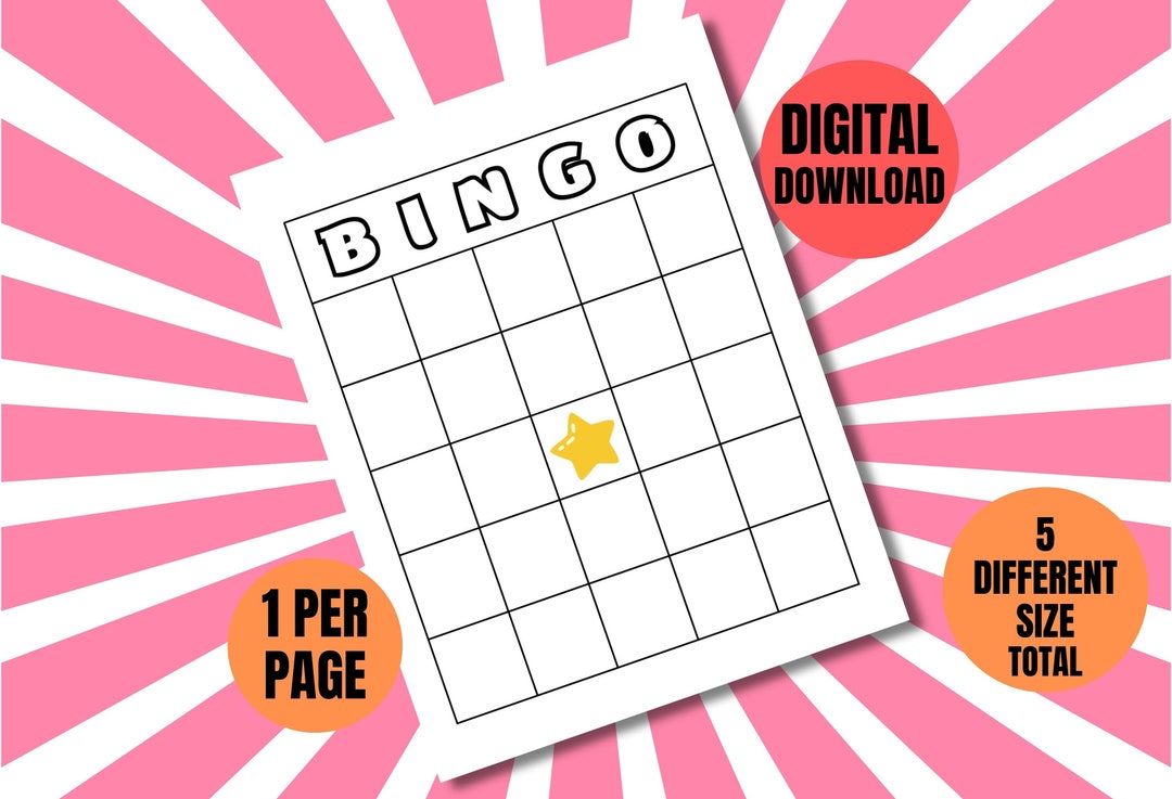 Create Your Own Bingo Cards Blank Bingo Card Template Etsy