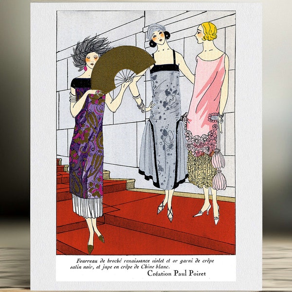 Illustration mode vintage robes de Paul Poiret 1922 - Reproduction d’art - Style Art déco - Papier bambou