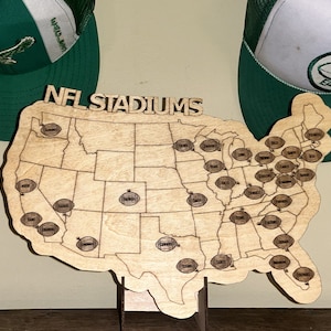 Voetbalstadiontracker, NFL-stadionreiskaart, aangepast cadeau voor sportliefhebbers, gepersonaliseerd cadeau, bord professioneel voetbalbucketlist