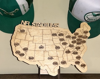 Football Stadium Tracker, NFL Stadium Travel Map, Custom Gift for Sport Lovers, Personalized Present, Professional Football Bucketlist Sign