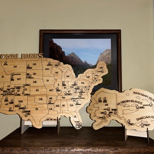 Magnetische National Park Custom Sasquatch Reisekarte, personalisierte fertige Holz Bigfoot Tracker, Bucketlist Geschenk für Abenteurer + Familien