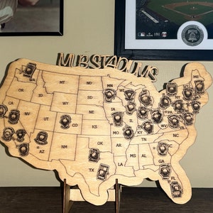 Magnetische Stadion Blueprint Baseball Reisekarte, personalisierter MLB Ballpark Design Tracker, maßgeschneiderte Baseball Sportfan Geschenk
