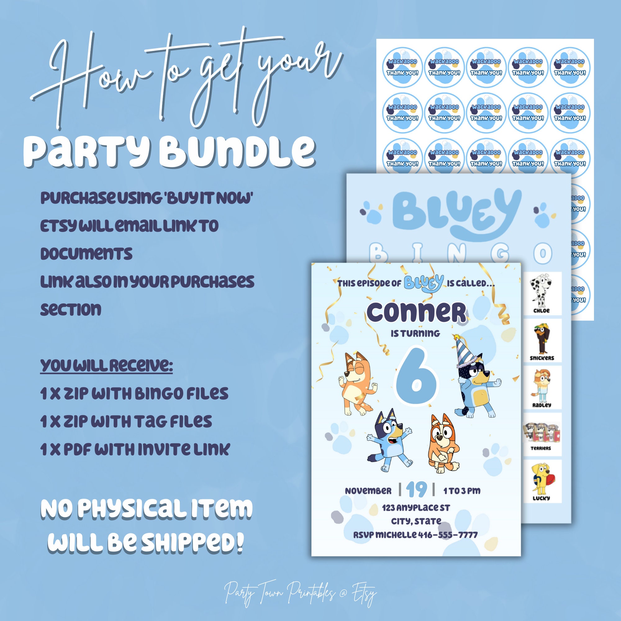 Bluey Birthday BINGO Birthday Invitation Favor Tags Etsy