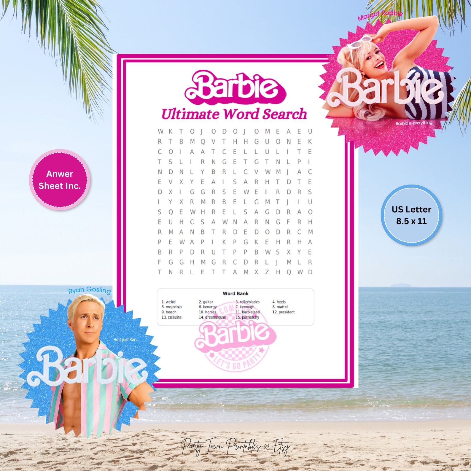 Barbie Word Search Puzzle Game Printable Digital Download - Etsy Canada
