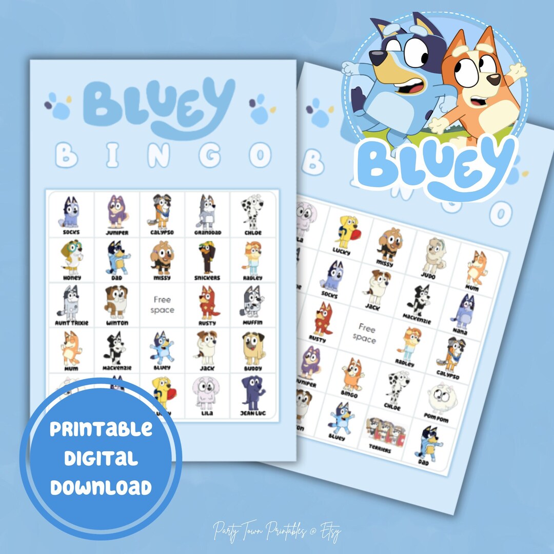 Bluey BINGO Game Printable Digital Download Kids Birthday Etsy Australia