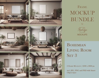 Frame Mockup Bundle, Bohemian, Living Room Mockup, Mockup Frame Bundle, Frame Mockup, Minimal Frame Mockup