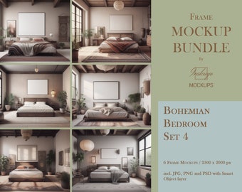 Frame Mockup Bundle, Bohemian, Bedroom Mockup, Mockup Frame Bundle, Frame Mockup, Minimal Frame Mockup