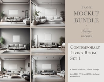 Frame Mockup Bundle, Contemporary, Living Room Mockup, Mockup Frame Bundle, Frame Mockup, Minimal Frame Mockup