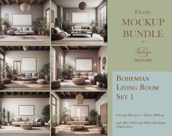 Frame Mockup Bundle, Bohemian, Living Room Mockup, Mockup Frame Bundle, Frame Mockup, Minimal Frame Mockup