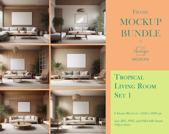 Frame Mockup Bundle, Tropical, Living Room Mockup, Mockup Frame Bundle, Frame Mockup, Minimal Frame Mockup