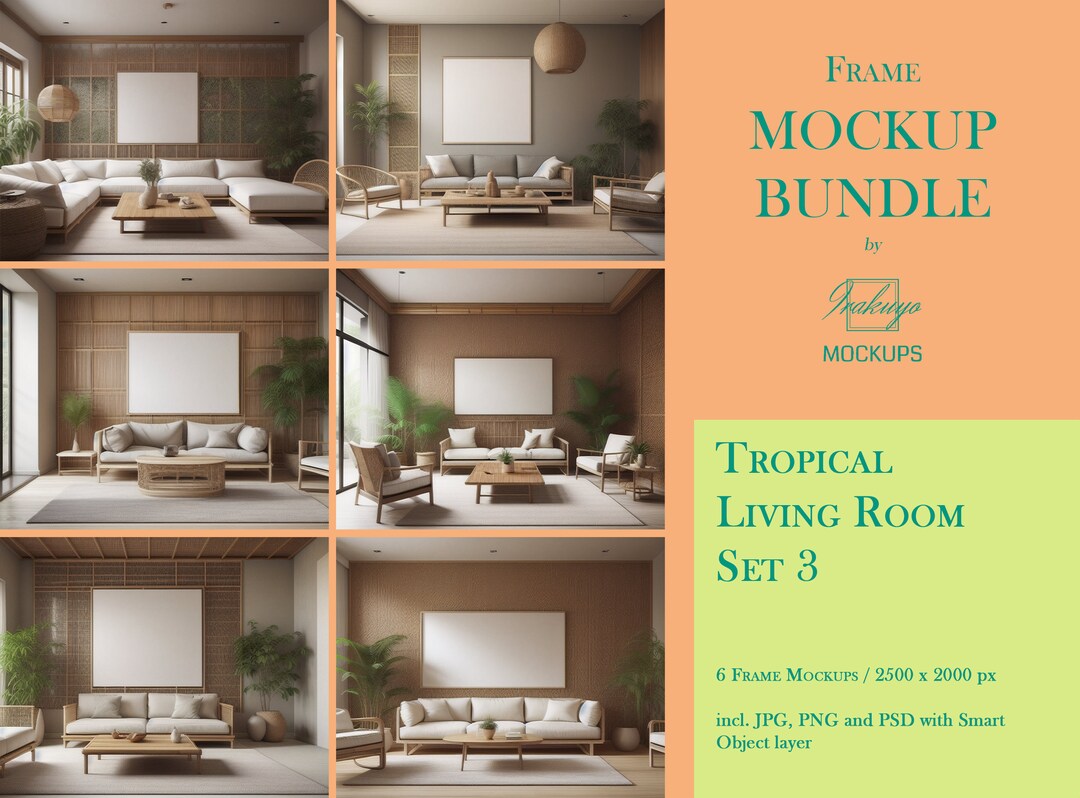 Frame Bundle Frame Mockup Bundle, Tropical, Living Room Mockup, Mockup Frame Bundle ...