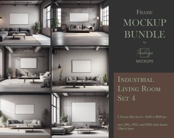 Frame Mockup Bundle, Industrial, Living Room Mockup, Mockup Frame Bundle, Frame Mockup, Minimal Frame Mockup