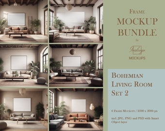 Frame Mockup Bundle, Bohemian, Living Room Mockup, Mockup Frame Bundle, Frame Mockup, Minimal Frame Mockup