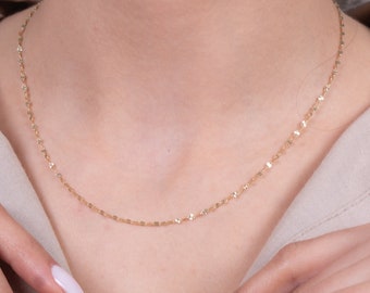 14k Gold Necklace- 14k Gold Chain-Solid Gold Necklace- Solid Gold Chain-Real Gold Necklace- Real Gold Chain-Delicate Dainty Layered Necklace