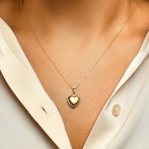 14k Solid Gold Big Heart Necklace-Heart Necklace-Gift for women