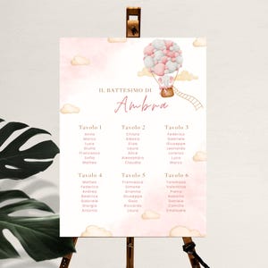 Tableau battesimo digitale con elefantino rosa – Modifica con Canva