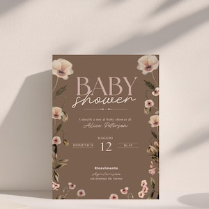 Invito digitale per baby shower. Personalizza il tuo invito con Canva in modo semplice.