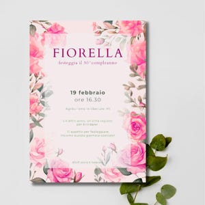 Invito digitale per compleanno per adulti stile floreale. Personalizza il tuo invito con Canva in modo semplice.
