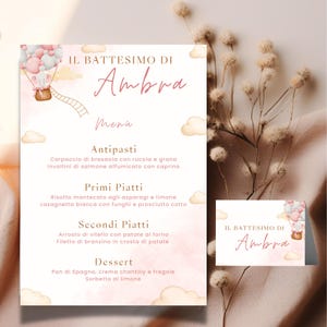 Set digitale menu e segnaposto per battesimo – Modifica con Canva