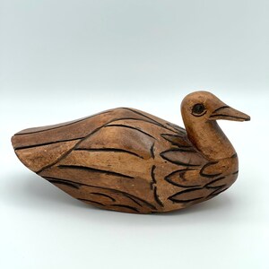 Vintage Primitive Carved Wooden Duck Decoy, Handmade 10&quot; Solid Wood Duck Sculpture, Farmhouse Decor