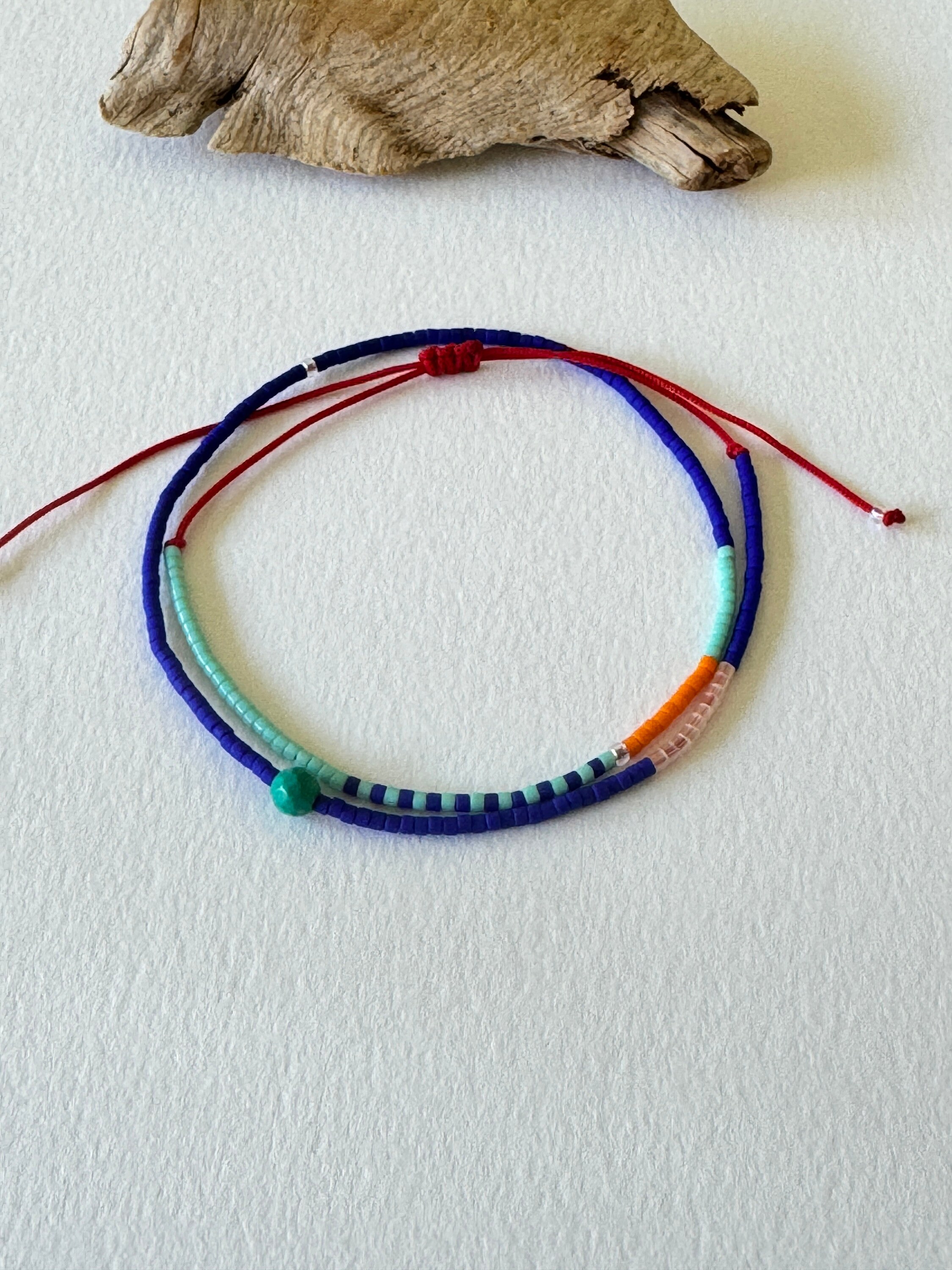 Double Wrap Tiny Beaded Pastel Bracelet on Adjustable String, Colorful Handcrafted Jewelry with Czech Beads, Unique Gift Idea for Her