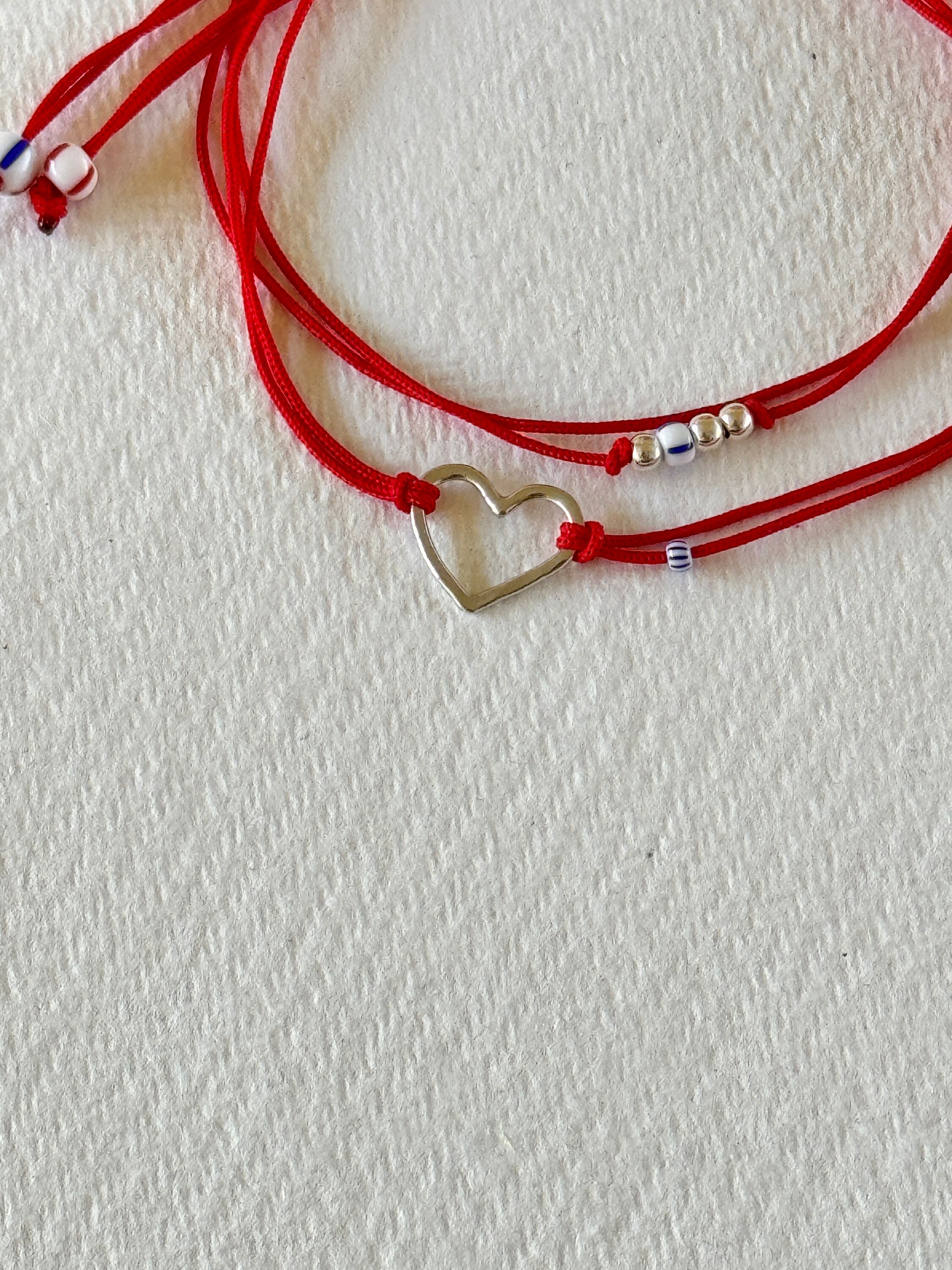 Red String Bracelet, Sterling Silver Beads, Czech Glass, Adjustable ...