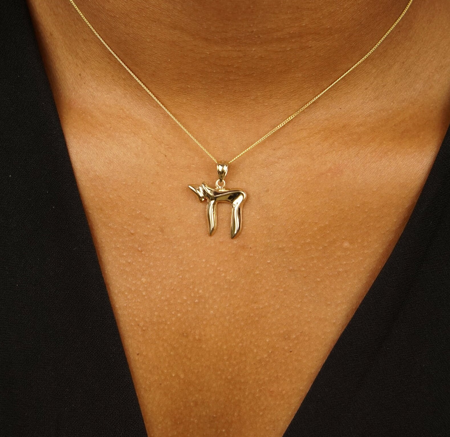 14k Solid Gold Hebrew Chai Pendant Meaning Life Etsy